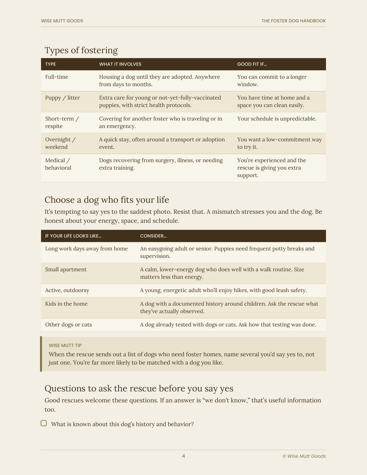 The Foster Dog Handbook: Digital Guide & Printable Toolkit