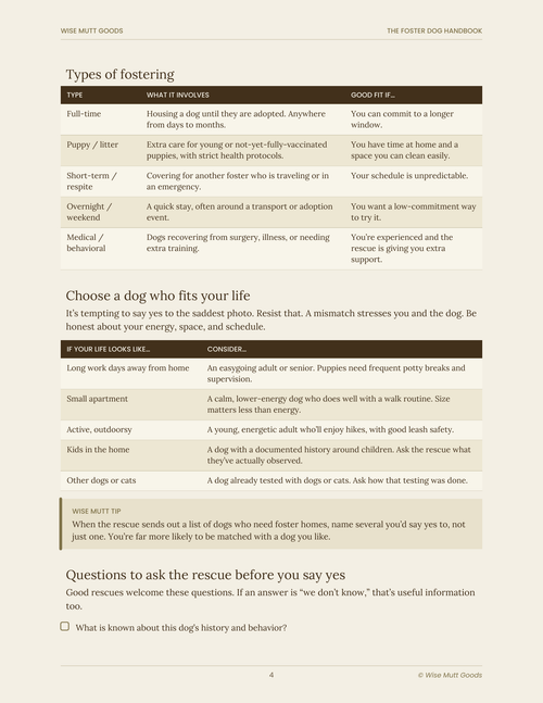 The Foster Dog Handbook: Digital Guide & Printable Toolkit